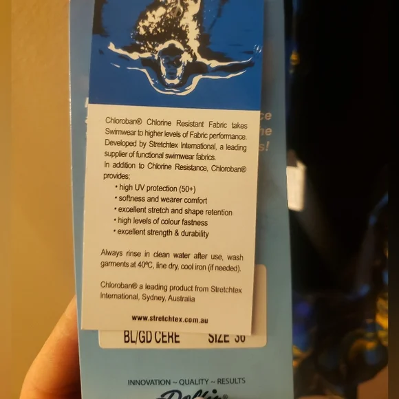 Dolfin Artistic Black and Blue One Piece Swimsuit - Picture 5 of 5